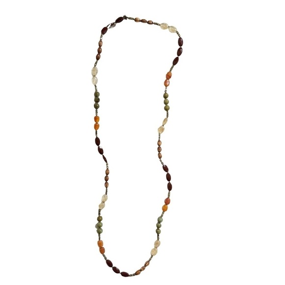 ANTHROPOLOGIE • Carnelian Bead Bohemian Hippie Beach Layering Necklace - Picture 2 of 6